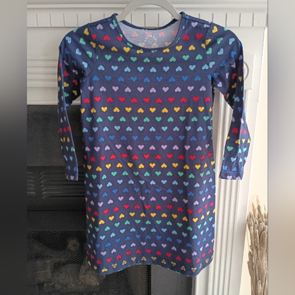Primary 8-9 Navy/Fall Rainbow Hearts Nightgown